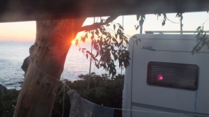 Blick aus WoMo Sonnenaufgang